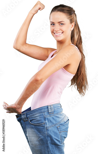 Portrait of a Celebrating Woman Losing Weight