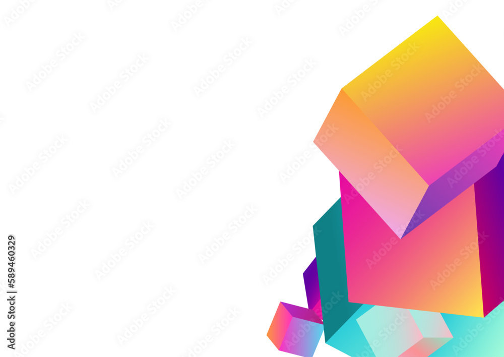 Gradient Box Vector White Background. Bright Gradient Box Vector White Background. Bright