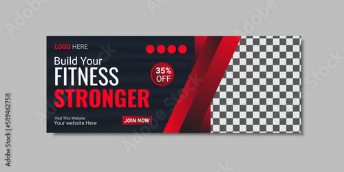 Build your fitness stronger Gym and fitness training gradient color Modern Facebook cover design template or social media banner design