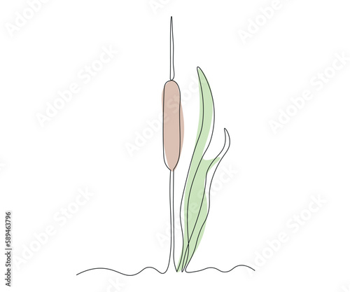 abstract Reed Continuous One Line Drawing