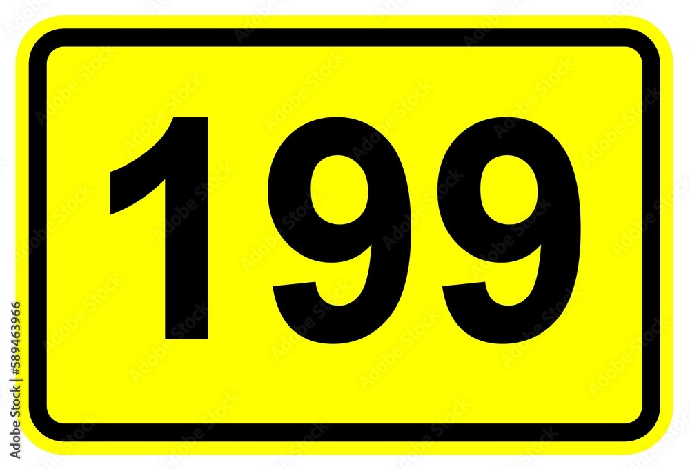 Illustration eines Bundesstraßenschildes der B 199 in Deutschland Illustration eines Bundesstraßenschildes der B 199 in Deutschland