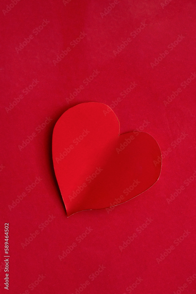 Hearth paper on Red background. happy valentines day Hearth paper on Red background. happy valentines day
