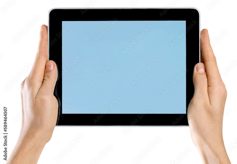 Man holding digital tablet on background Man holding digital tablet on background