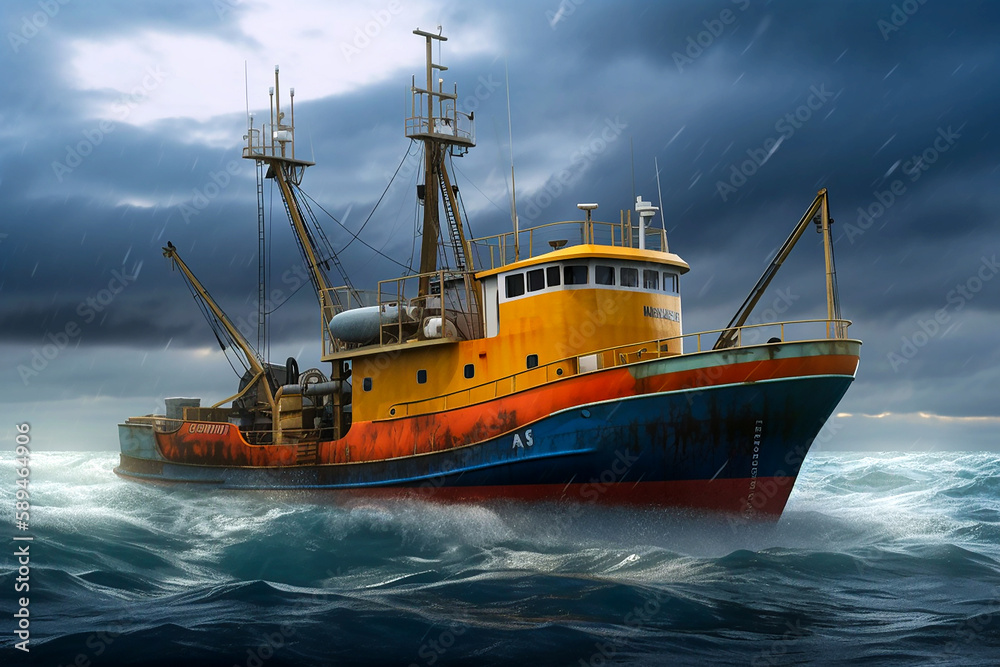 Bering Sea fishing for crabs . AI generativ. Bering Sea fishing for crabs . AI generativ.