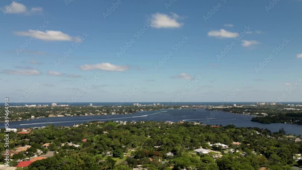 Drone view of Loxahatchee River near the forest in Florida, USA Drone view of Loxahatchee River near the forest in Florida, USA