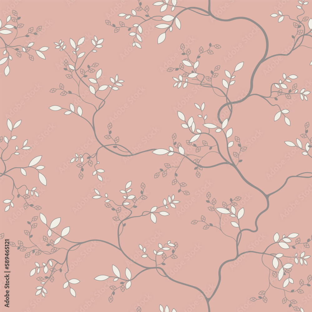 seamless pattern of branches and leaves