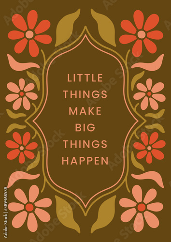 Groovy Boho 70s Flower Print Hippie Vintage Poster Magical Celestial Peace Love Wall Art Retro Wave