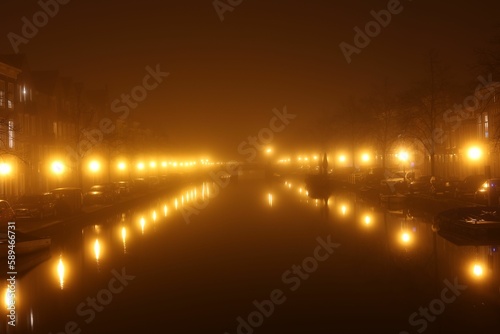 Canal with boats surrounded by buildings in Amsterdam