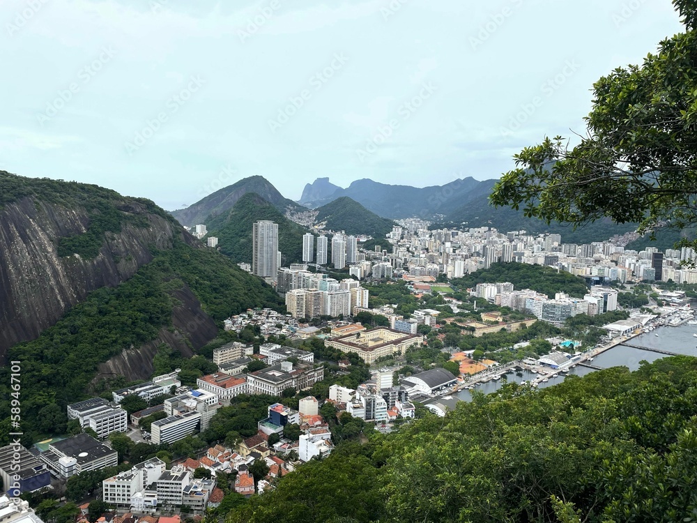 Aerial view of modern buildings near the sea in Rio de Janeiro, Brazil