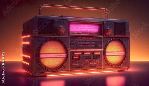 synthwave Boomboxes cinematic effects (ai generate)