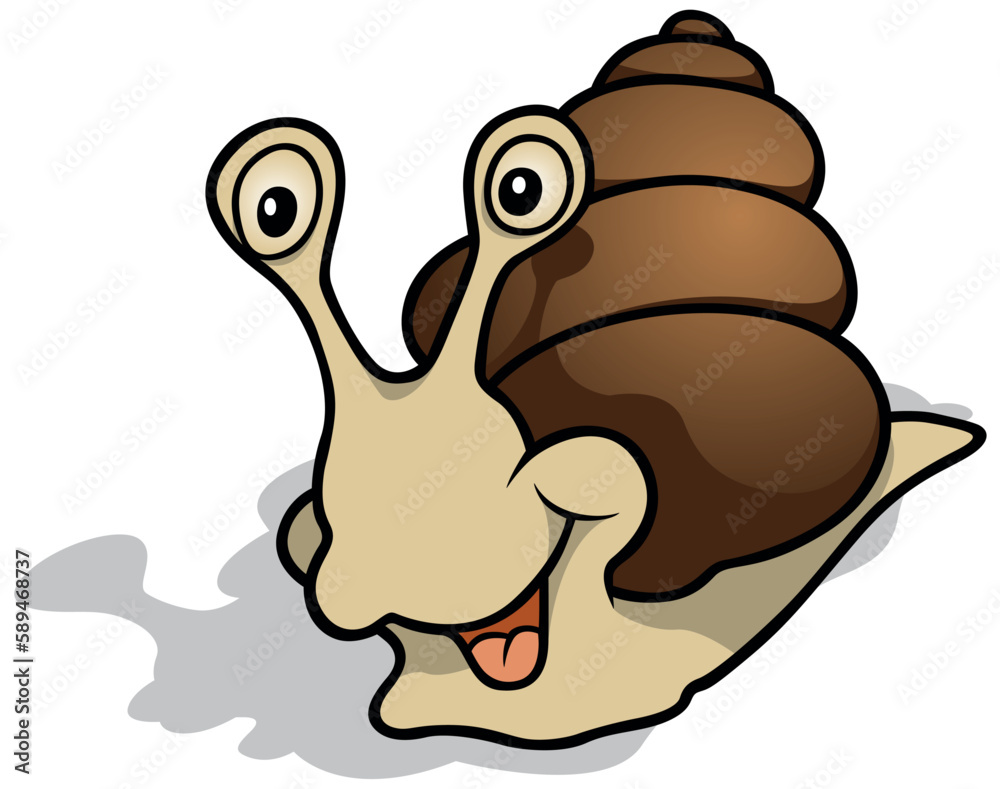 Smiling Funny Snail with Brown Snail Shell Smiling Funny Snail with Brown Snail Shell