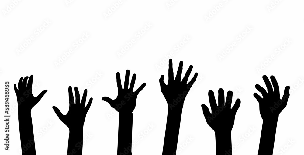 Hands up vector illustration in black color.  