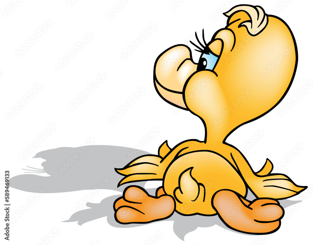 Rear View of Yellow Cute Duckling
