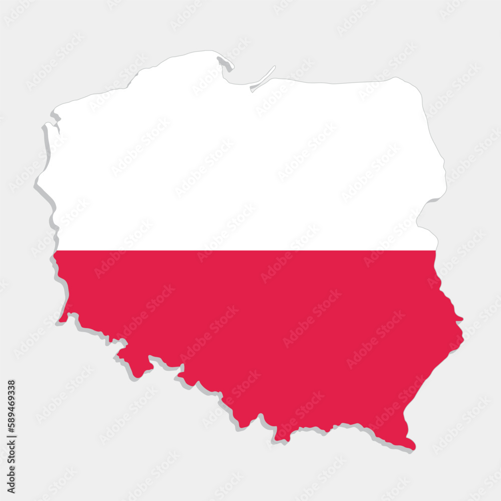 Obraz premium poland map with flag on gray background