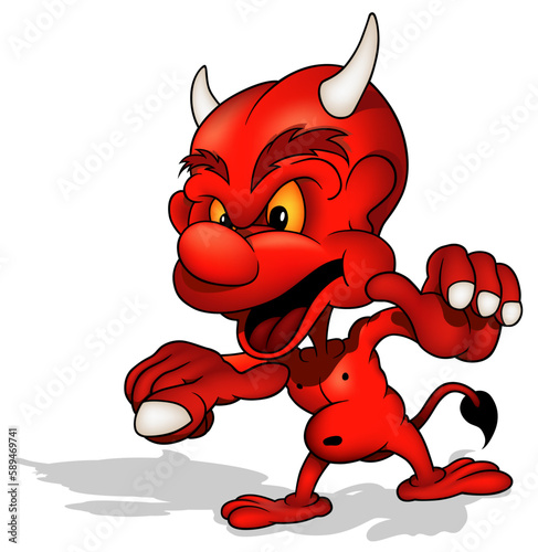 Red Horned Devil with Big S...