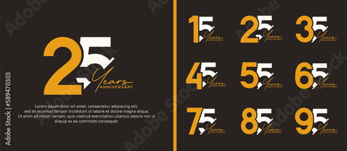 set of anniversary logo style orange and white color on dark background for special moment