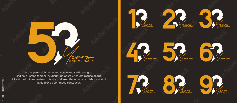 set of anniversary logo style orange and white color on dark background for special moment set of anniversary logo style orange and white color on dark background for special moment