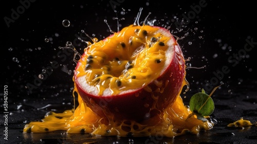 Tangy Temptation A Mouthwatering Shot of Fresh Passion Fruit  Bursting with Flavor and Captured in Stunning Detail