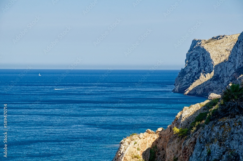 View of the sea and the coastal cliff