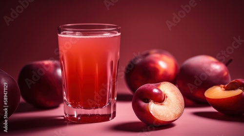 Juicy Delight Ripe Nectarine on Pink Background