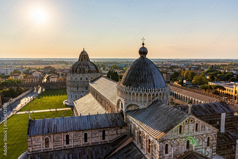 Cathedral and baptistery of Piazza dei Miracoli the city of Pisa, Tuscany, Italy