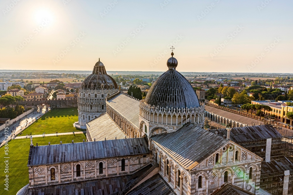 Cathedral and baptistery of Piazza dei Miracoli the city of Pisa, Tuscany, Italy