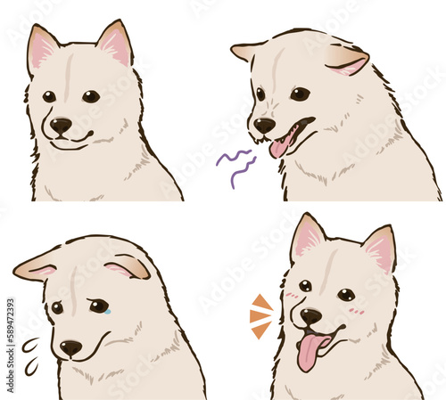 柴犬の喜怒哀楽セット（白柴）