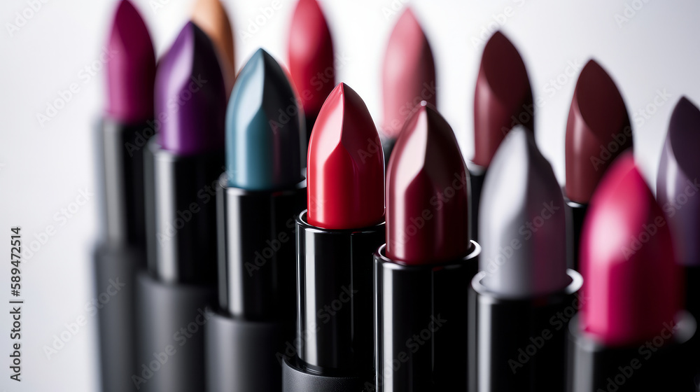Obraz premium Lipstick collection. Illustration AI Generative.