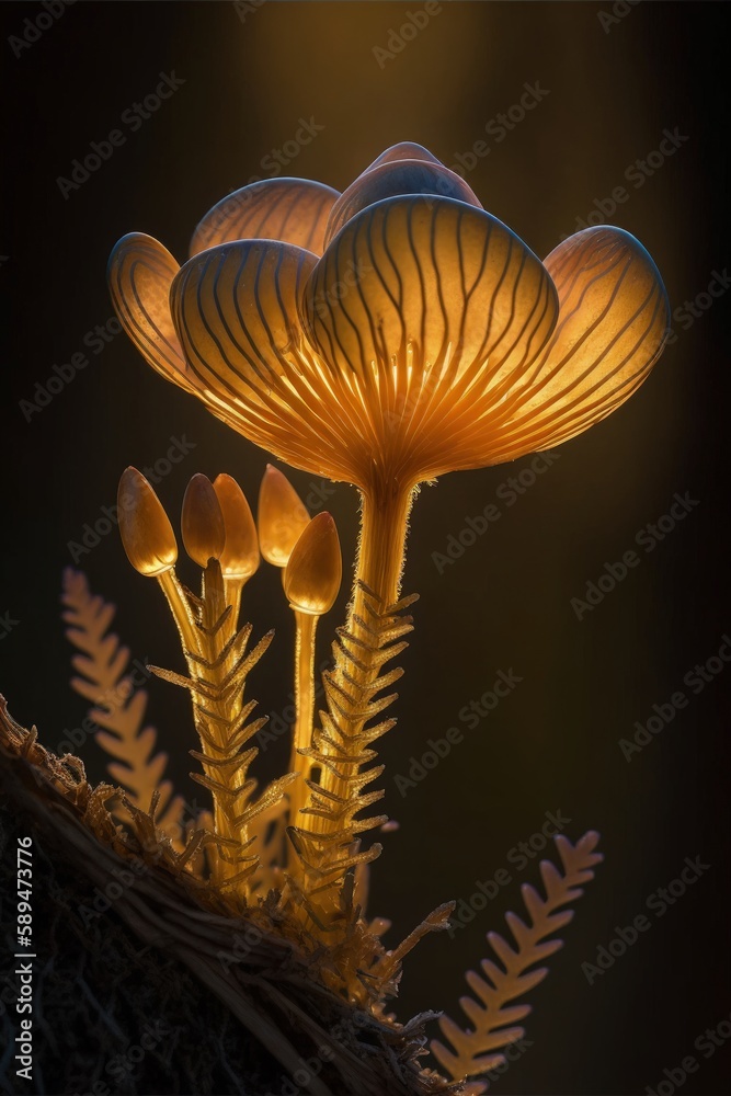 Craterellus tubaeformis mushroom close up. Generative AI Craterellus tubaeformis mushroom close up. Generative AI