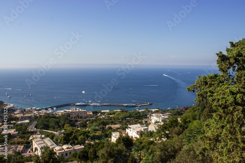 Fototapeta Naklejka Na Ścianę i Meble -  Beautiful shot of the streets of Capri Island and the sea in Italy