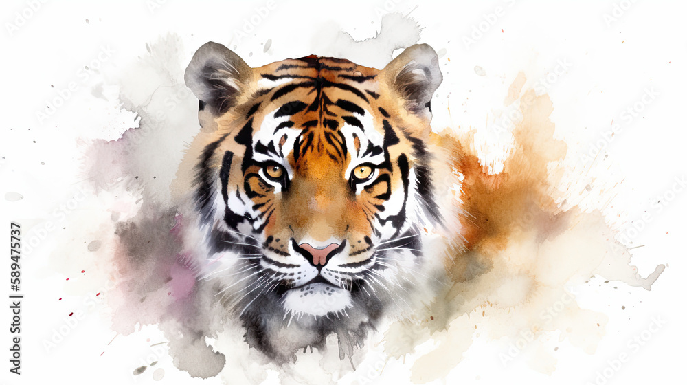 Tiger Tales: Colorful Watercolor Clipart Perfect for Storybook Illustrations, Generative AI