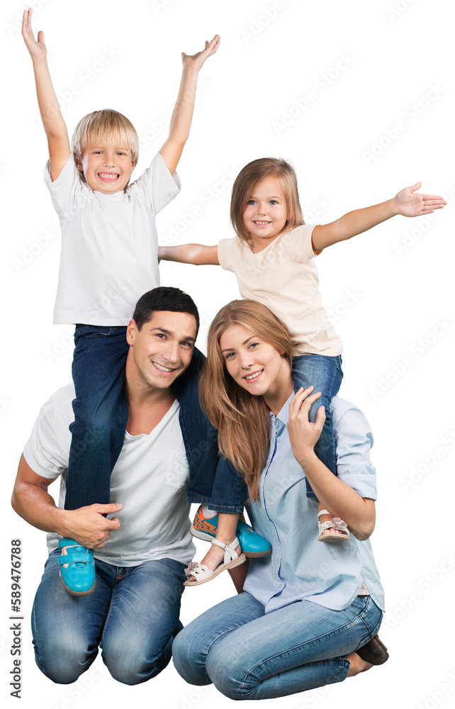 Obraz premium Beautiful smiling family on background