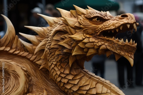 wooden dragon sculpture