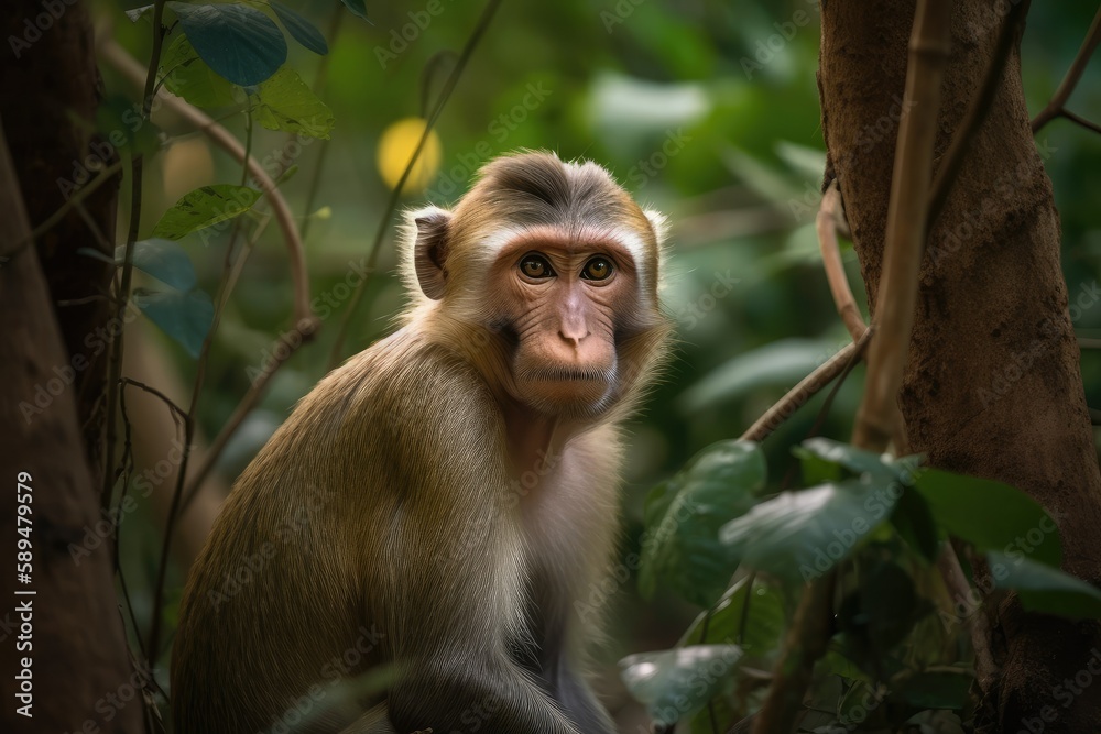 japanese macaque sitting on a branch japanese macaque sitting on a branch