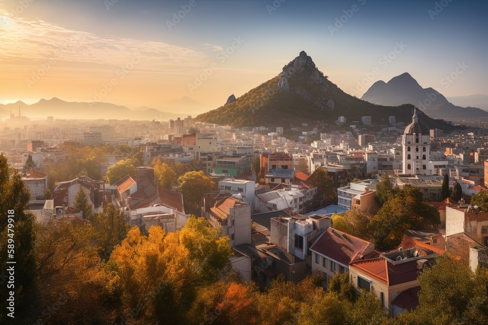 Obraz premium A beautiful view of a mountain in the outdoors, made with generative ai