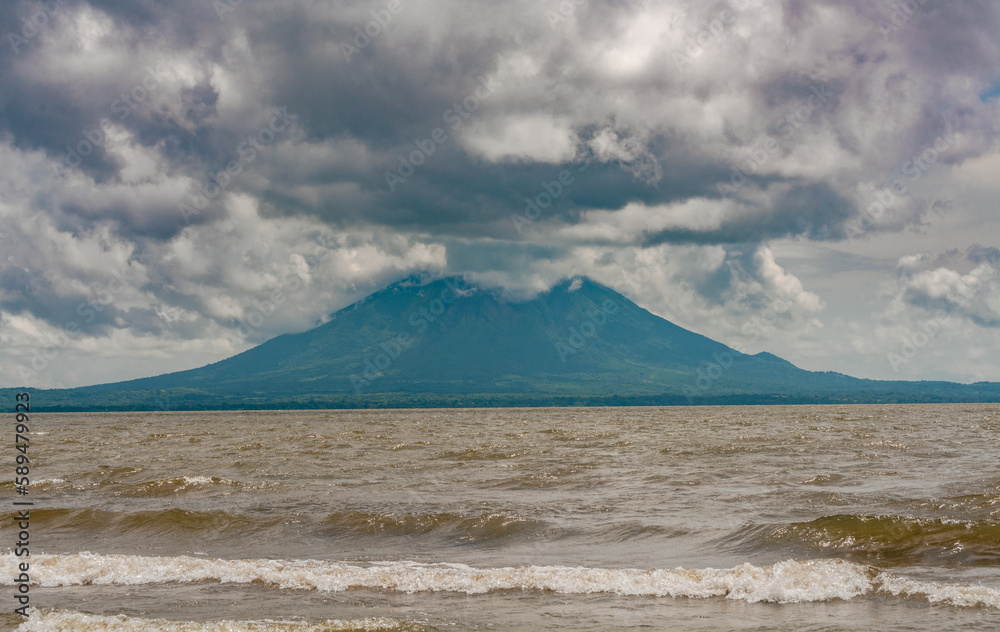 View of the concepción volcano in lake nicaragua. Landscape of Lake Nicaragua, north of Rivas. View of Lake Nicaragua View of the concepción volcano in lake nicaragua. Landscape of Lake Nicaragua, north of Rivas. View of Lake Nicaragua