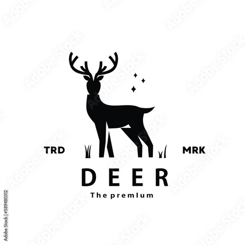 vintage retro hipster deer logo vector silhouette art