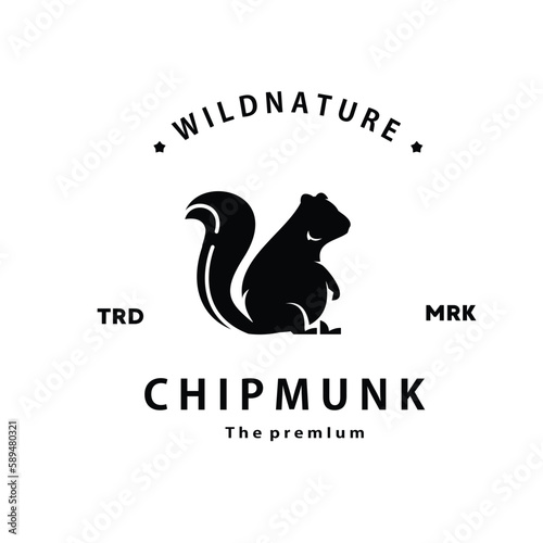 vintage retro hipster chipmunk logo vector silhouette art icon