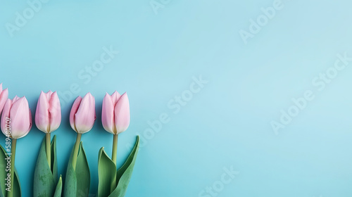 Tulip flowers background. Illustration AI Generative.
