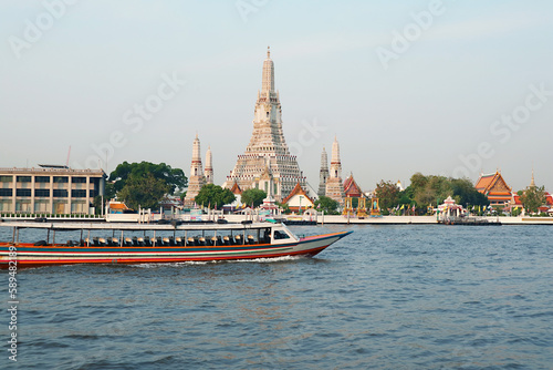 Photography The Iconic Temple of Dawn or Wat Arun with the Famous Chao Phraya River Water Bu