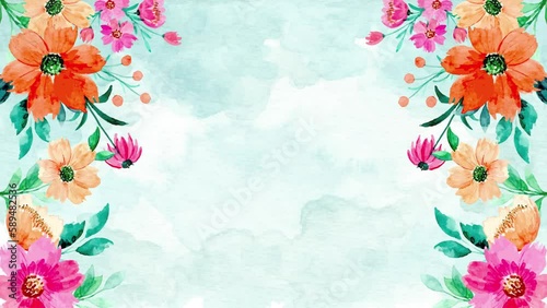 Jolly Wedding Pack Background_11.

This is an animated multi-colour floral background.

Beautiful animation of flowers and leaves on green paper texture background.