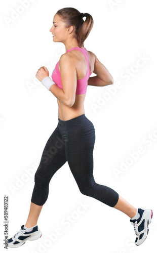 Beautiful young woman doing her workout isolated white background