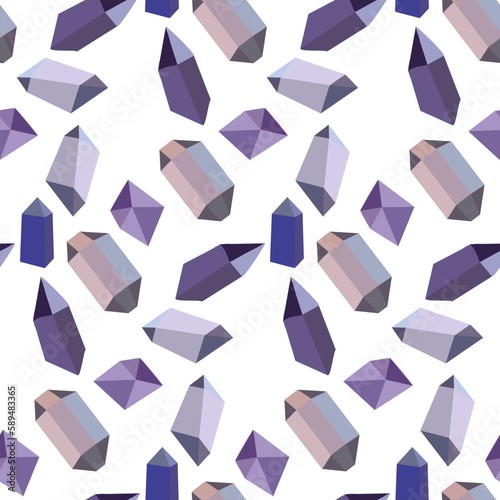 Seamless pattern with colorful fabulous gemstone crystals. Precious stones, crystals, diamonds. Vector background. Printing on textiles and paper cartoon drawings. Gift wrapping, bed linen