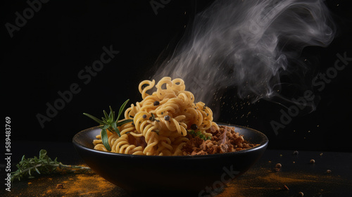 Hot pasta. Illustration AI Generative.
