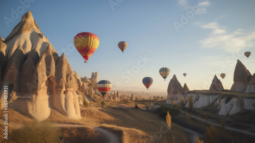 Air balloon background. Illustration AI Generative