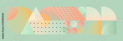 Modern abstract background with geometric shapes and gradient patterns. Retro geometric pattern in  bauhaus style with modern gradient elements. Vintage vector graphic elements for aesthetic decor.