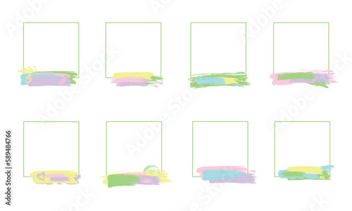 Hand drawn color brush stroke frames for social media with place for text. Vector stock illustration for design template post about sale, creative image, banner, flyer, poster, social network. 