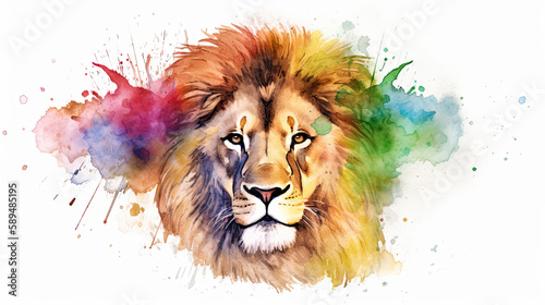Safari Dreams: Beautifully Detailed Lion Watercolor Clipart, Generative AI © Romain