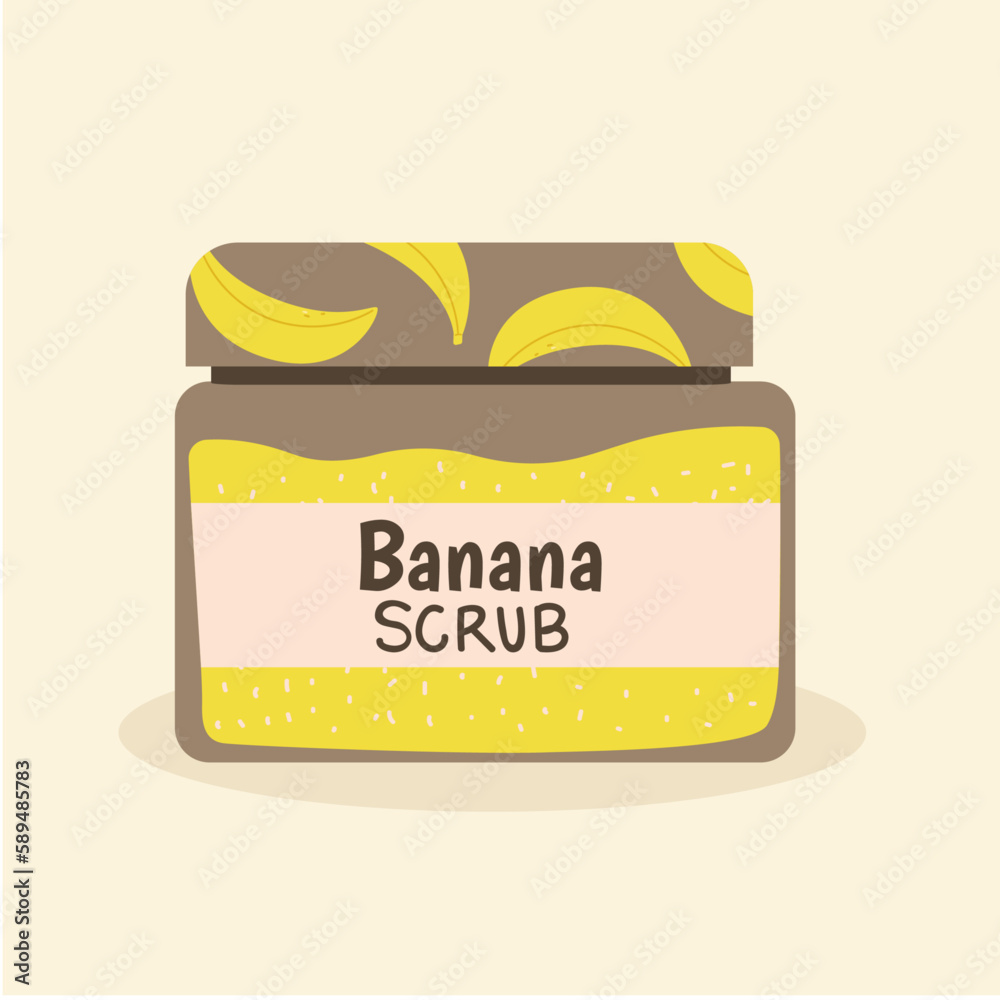 Flat Design Illustration Scrub For Skin in a Banana Bottle Pattern Flat Design Illustration Scrub For Skin in a Banana Bottle Pattern