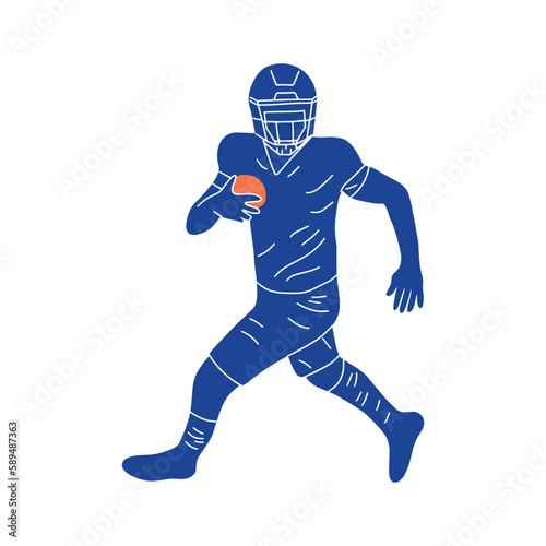 Hand drawn football player vector silhouette. Simple doodle illustration for sport teams, gear and events